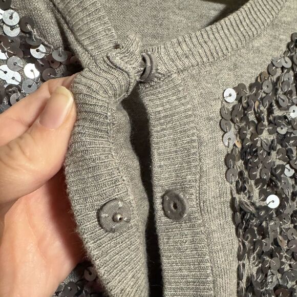 SALE! Gray Talbots Sequin Front Cardigan Size S EUC - Picture 6 of 6